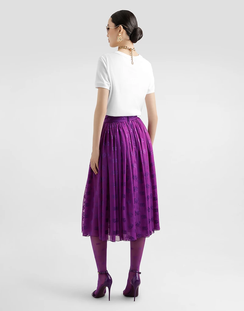 Devoré satin jacquard skirt