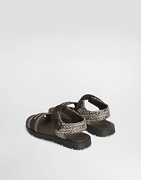 Calfskin sandals with Dolce&Gabbana logo print