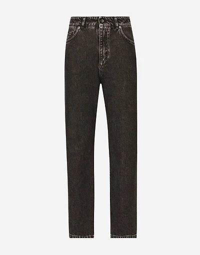 Cotton denim boyfriend jeans