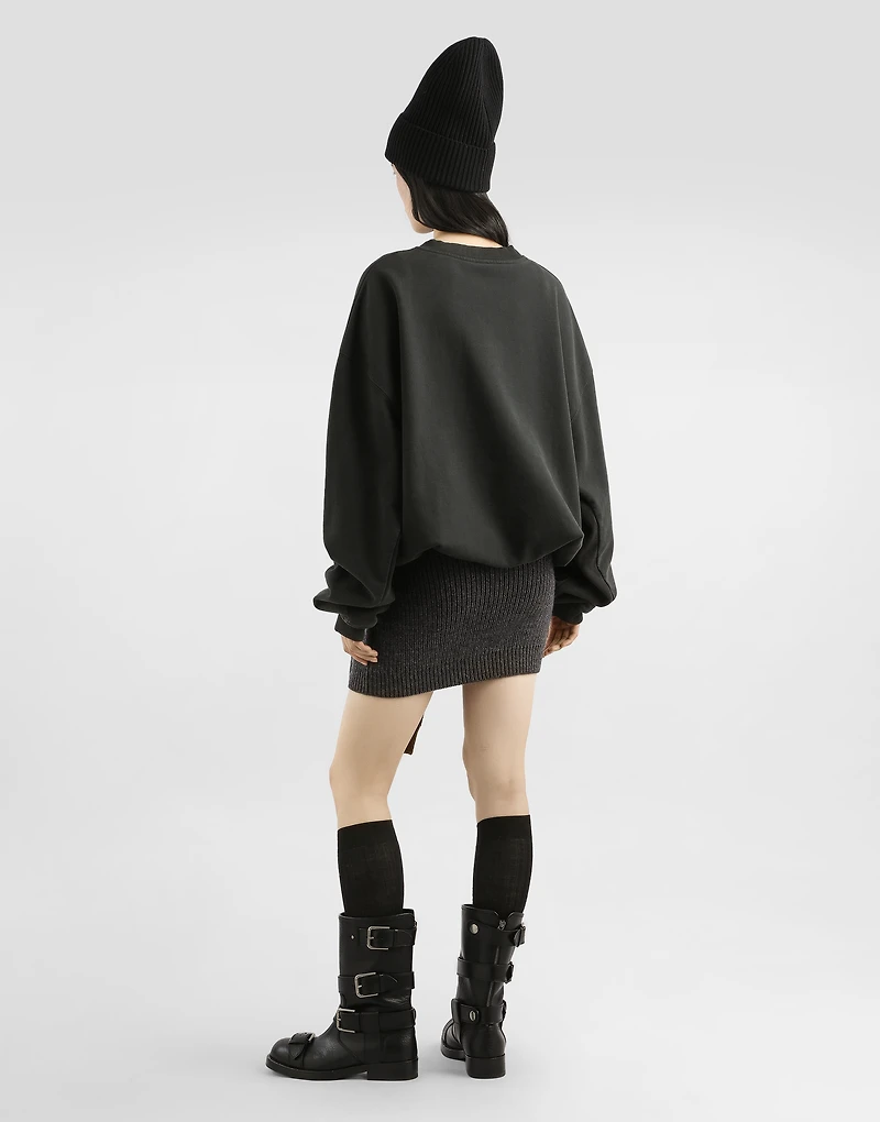 Cotton crew neck sweatshirt with print