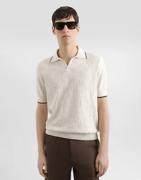 Silk polo shirt with allover logo