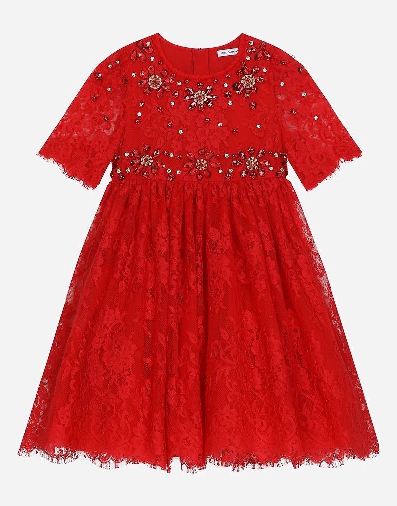 Chantilly lace dress with gemstones