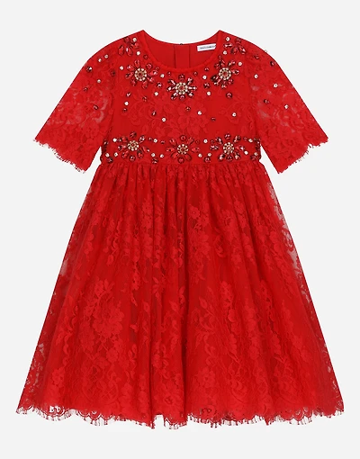 Chantilly lace dress with gemstones