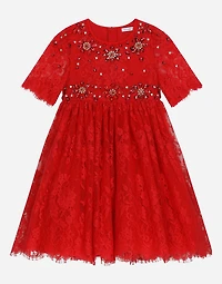 Chantilly lace dress with gemstones