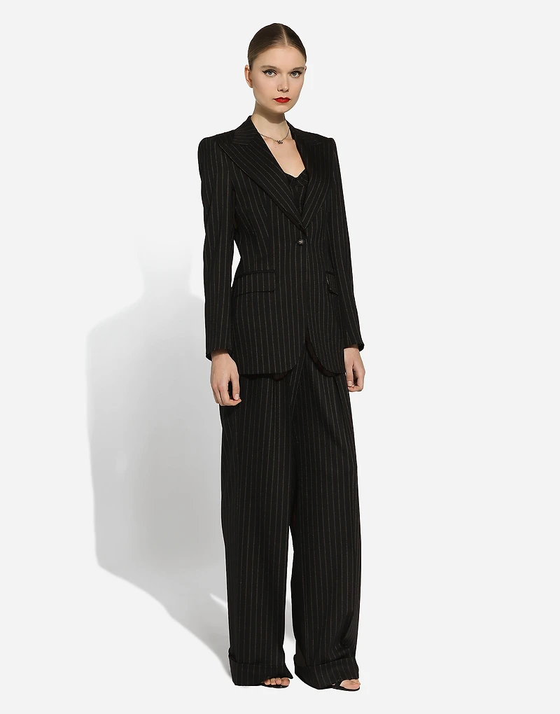 Flared pinstripe wool pants