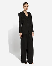Flared pinstripe wool pants