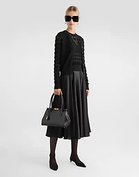 Silk satin calf-length circle skirt