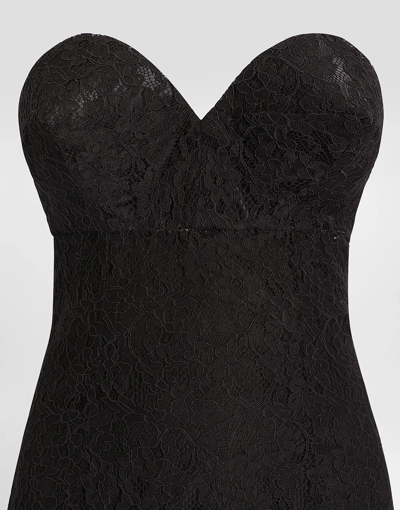 Strapless lace dress with conical cups