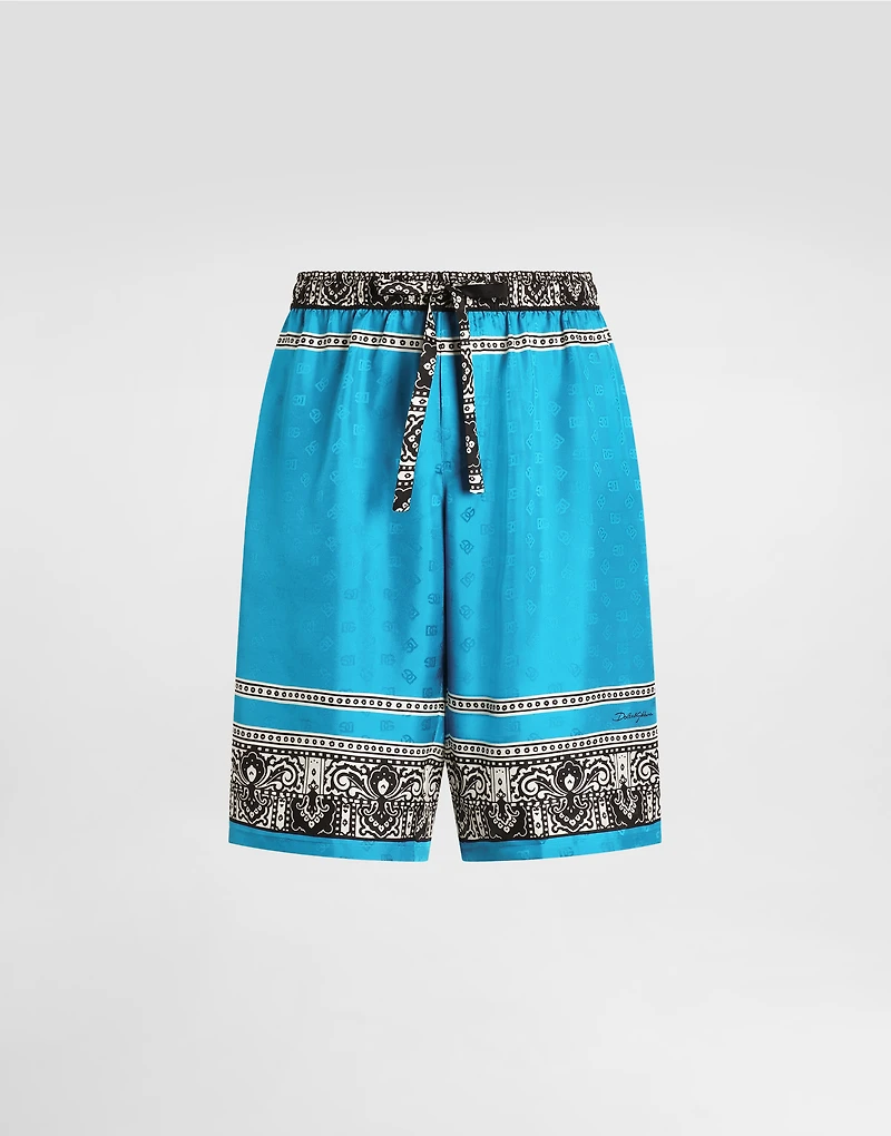 Bandanna-print silk shorts