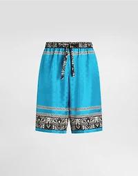 Bandanna-print silk shorts