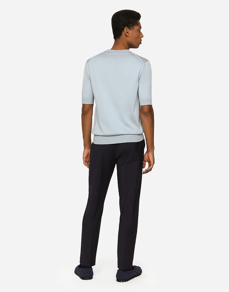 Stretch wool pants with DG embroidery