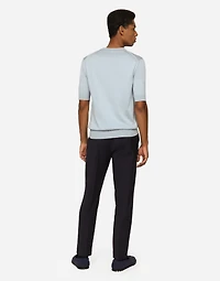 Stretch wool pants with DG embroidery