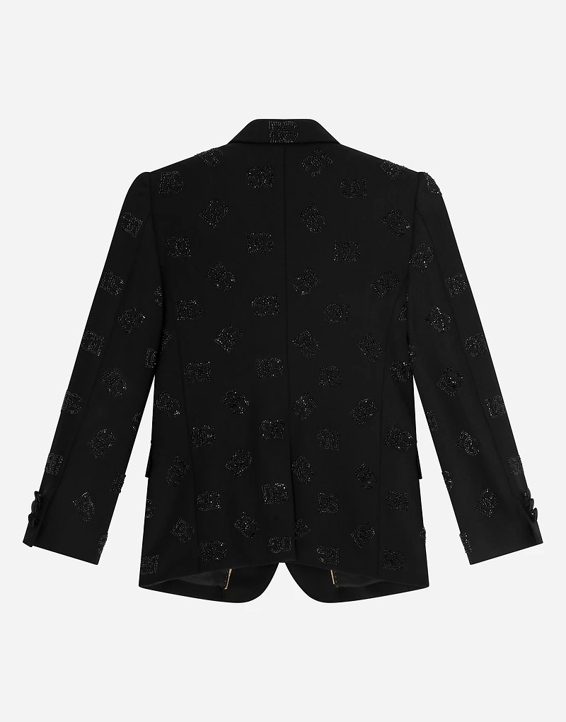 Classic wool two-button Sicilia-fit jacket with all-over fusible-rhinestone logo