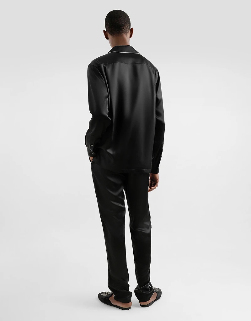 Silk pajama pants with logo embroidery