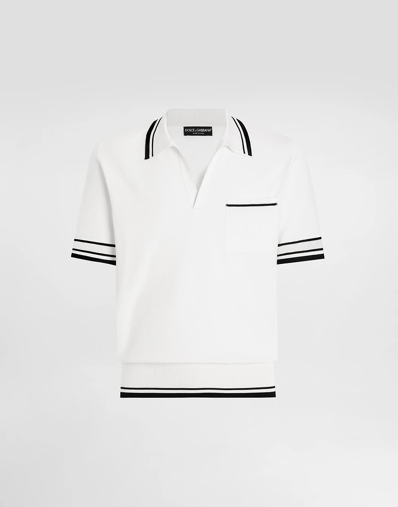 Silk piqué polo shirt