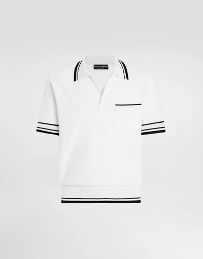 Silk piqué polo shirt