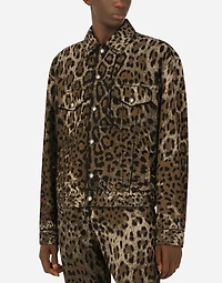 Leopard-print denim jacket