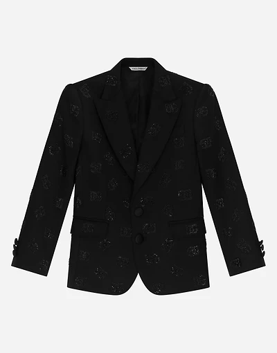 Classic wool two-button Sicilia-fit jacket with all-over fusible-rhinestone logo