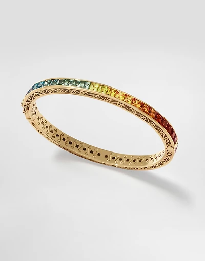 Rainbow Bracelet 18 carat yellow gold and multicolored sapphires