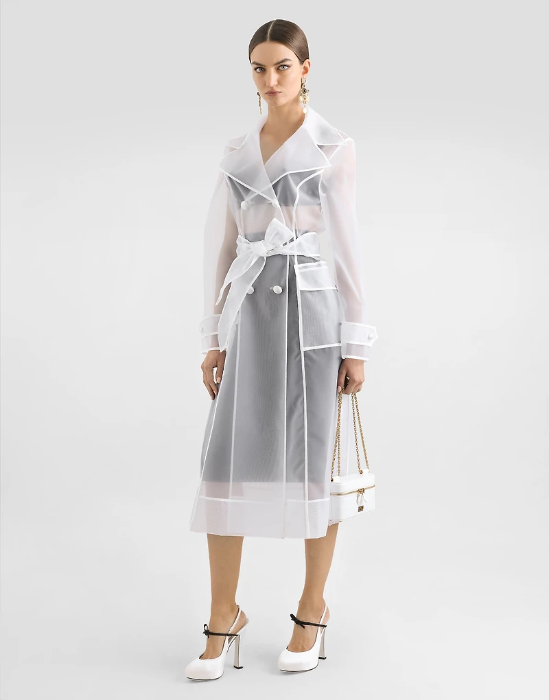 Technical organza trench coat