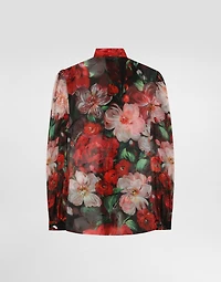 Chiffon pussy-bow shirt with floral print