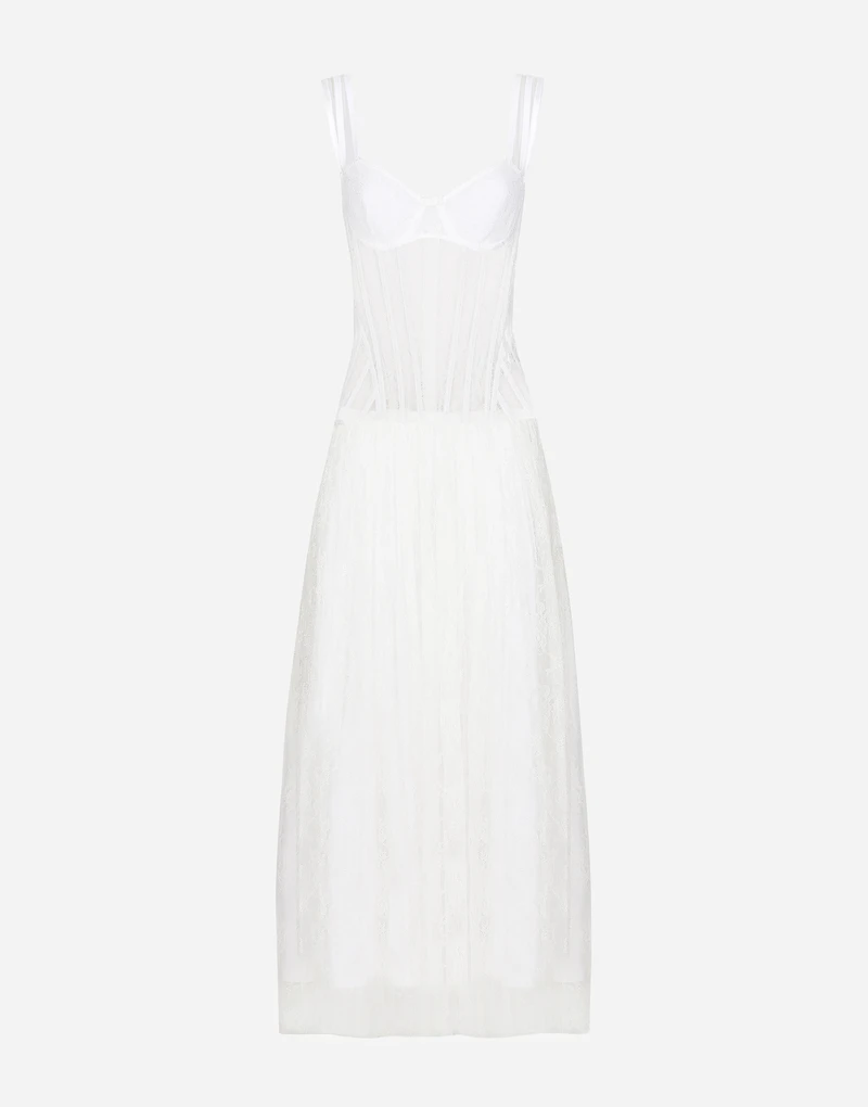 Long lace dress with corset detailing