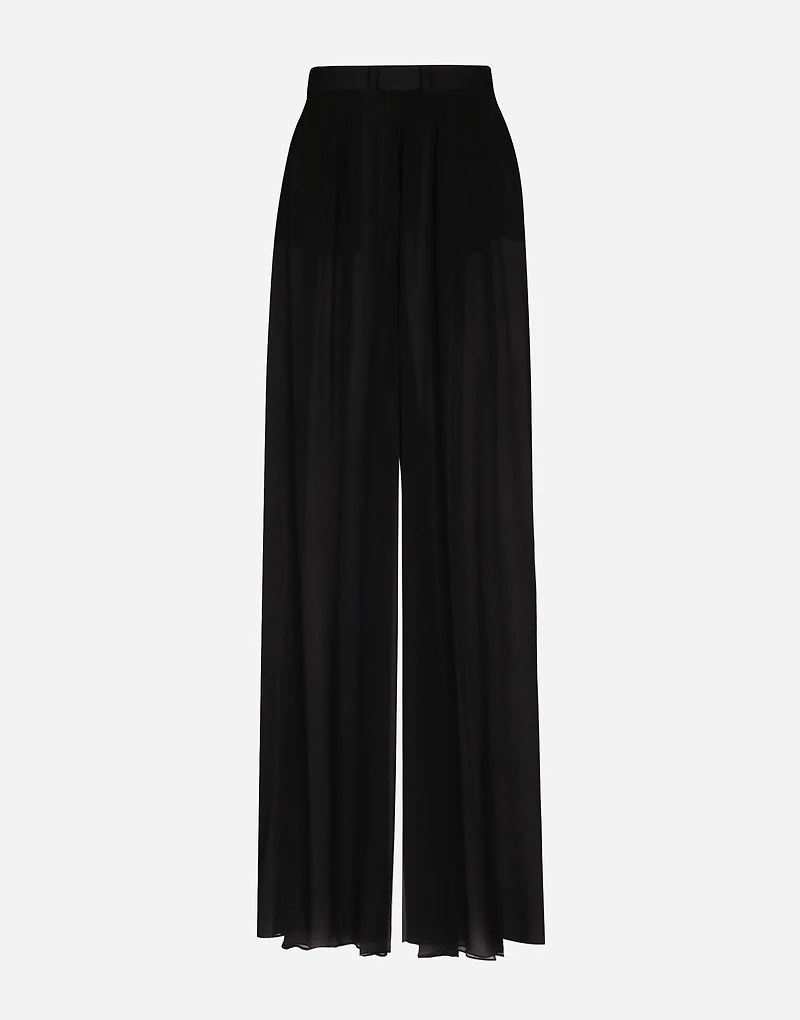Silk chiffon wide-leg pants