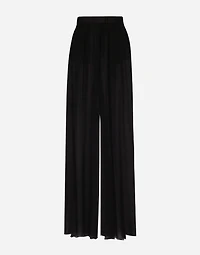 Silk chiffon wide-leg pants