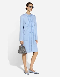 Single-breasted raschel tweed coat