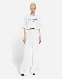 Flared cotton gabardine pants