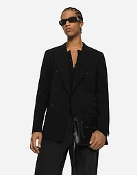 Small calfskin pouch with raised logo