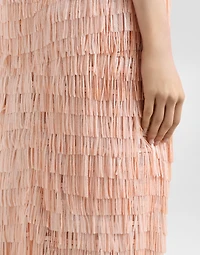 Sequined midi skirt with fringed embellishment