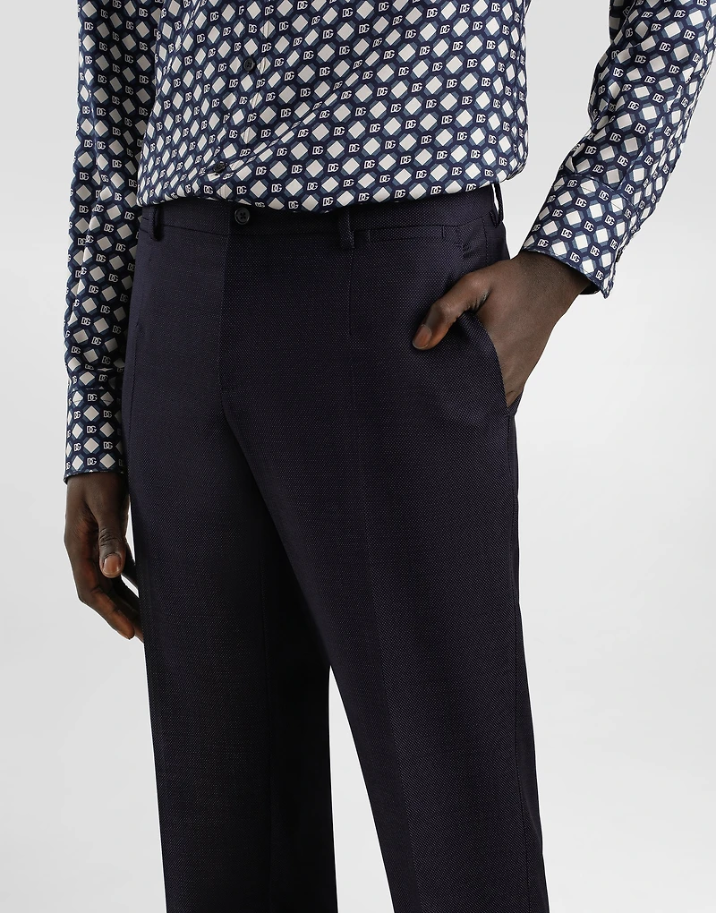 Single-breasted micro-patterned wool suit