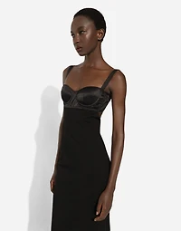 Jersey midi dress with corset-style bra top