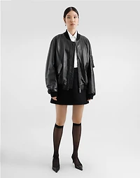 A-line wool crepe miniskirt