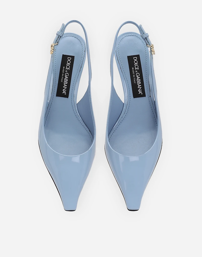 Polished calfskin slingbacks