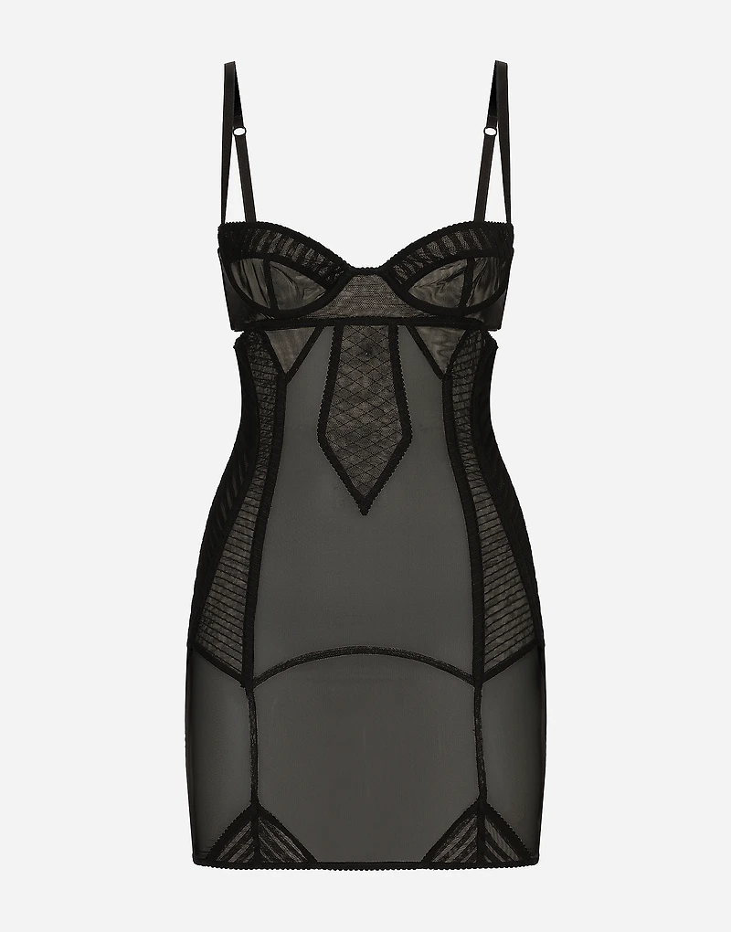 Tulle minidress with corset details