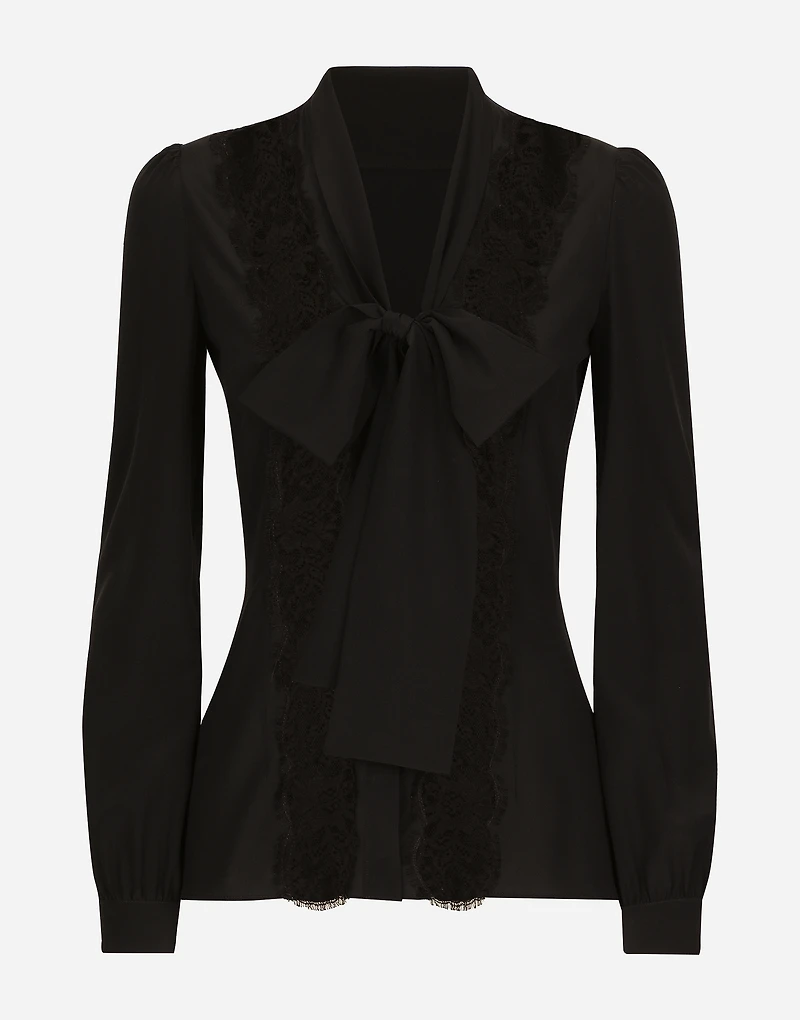 Silk shirt with lace inlay