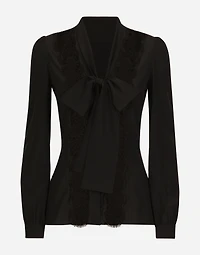 Silk shirt with lace inlay
