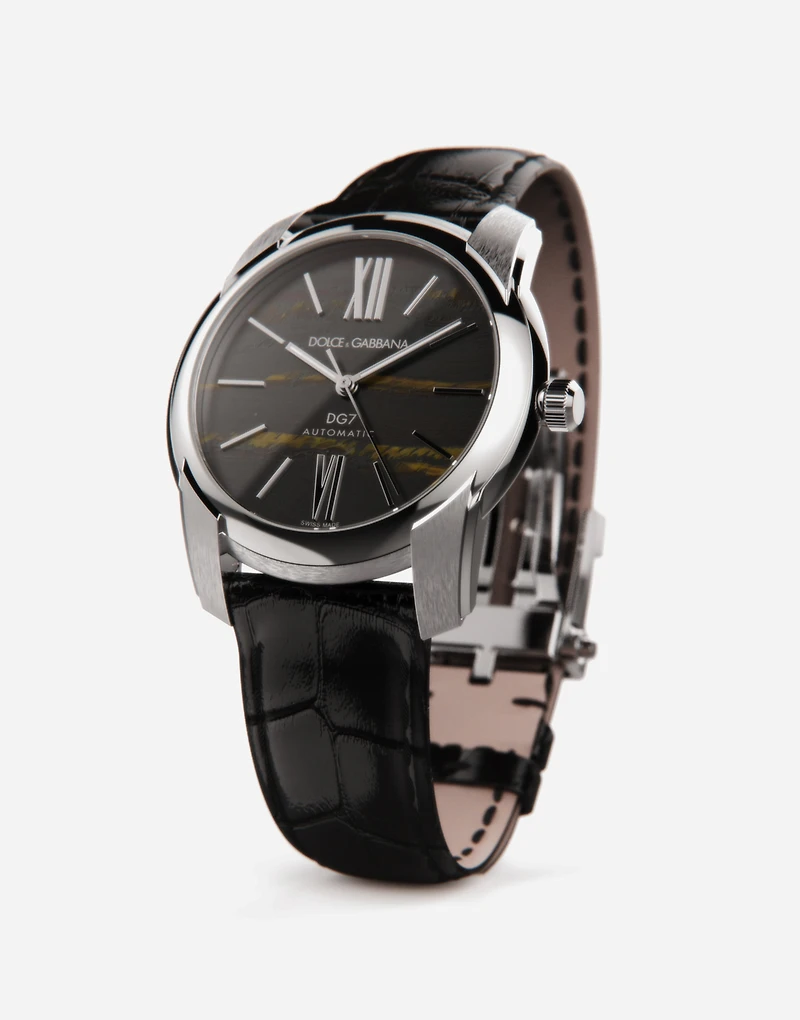 Steel and tiger’s eye watch
