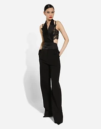 Wool gabardine tuxedo pants