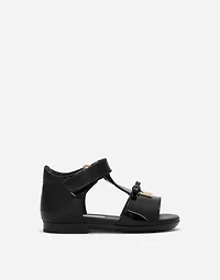 Patent leather first steps sandals with metal DG logo