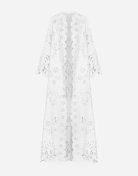 Cotton robe coat with macramé embroidery
