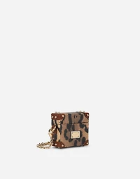 Airpods case in leopard-print Crespo with branded plate