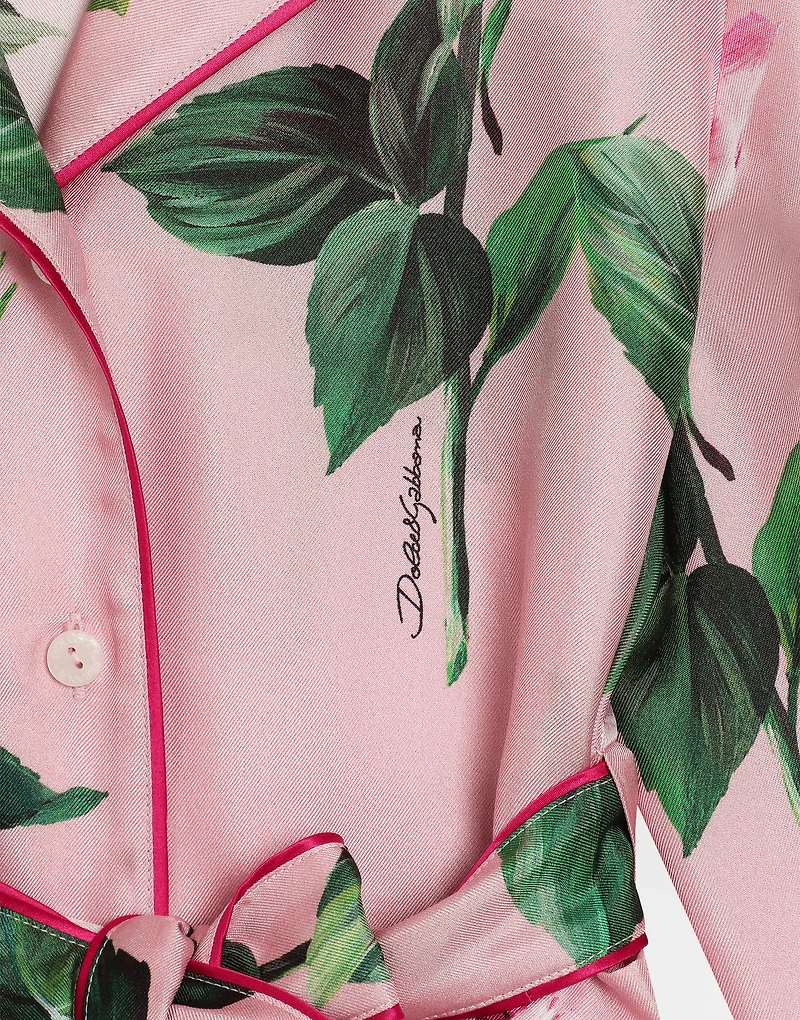 Twill shirt with rose print