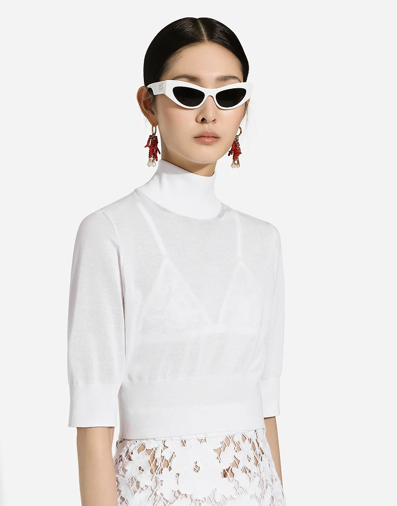 Cotton and silk cropped sweater