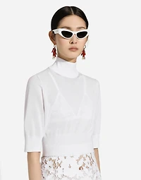 Cotton and silk cropped sweater