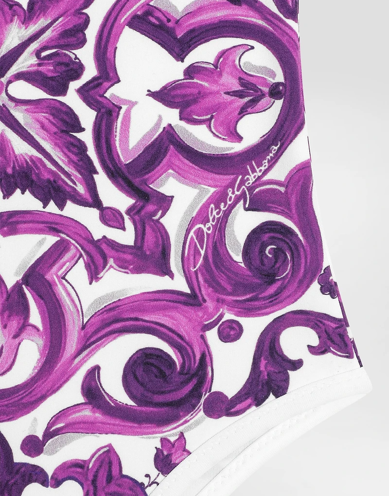 Majolica-print one-piece swimsuit