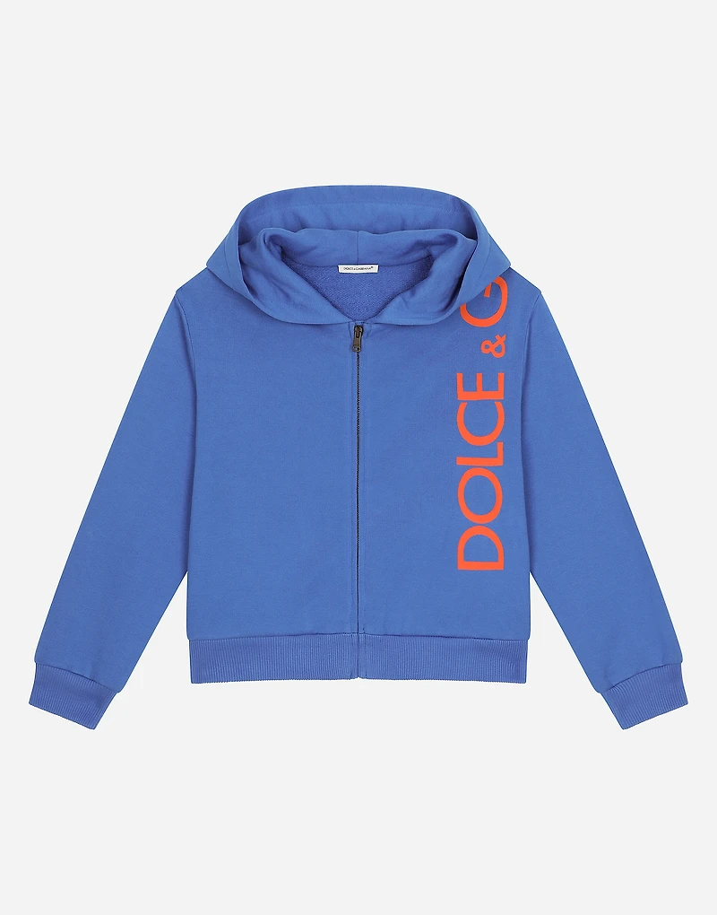 Zip-up jersey hoodie with “Dolce&Gabbana” logo