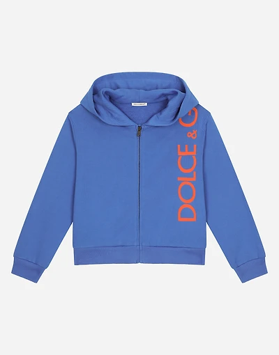Zip-up jersey hoodie with “Dolce&Gabbana” logo